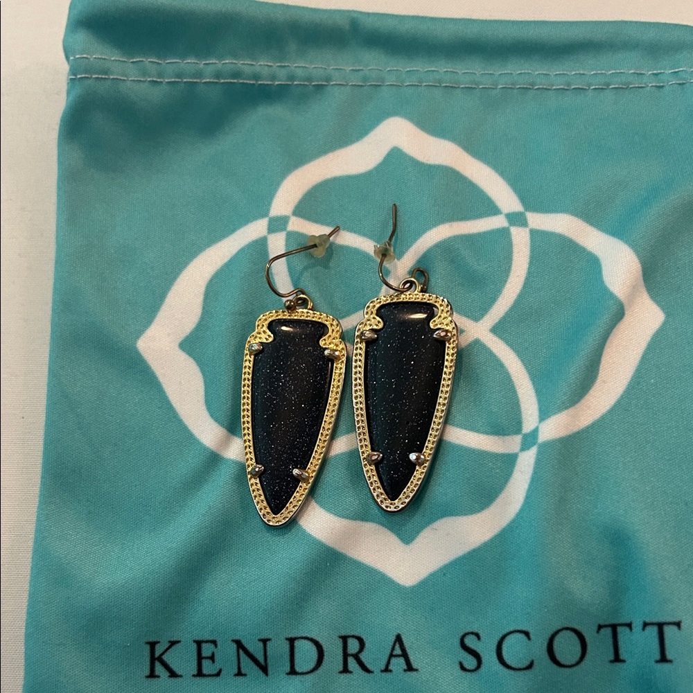 Kendra Scott Gold and Midnight Blue Earrings